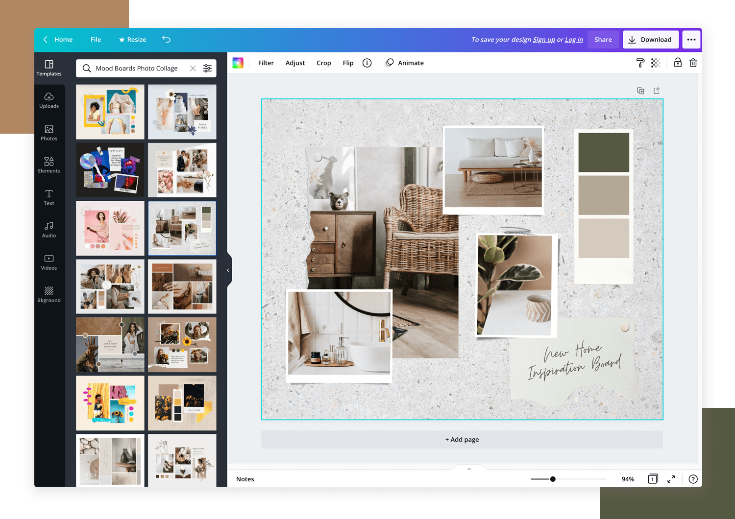 Mood board creator - Canva