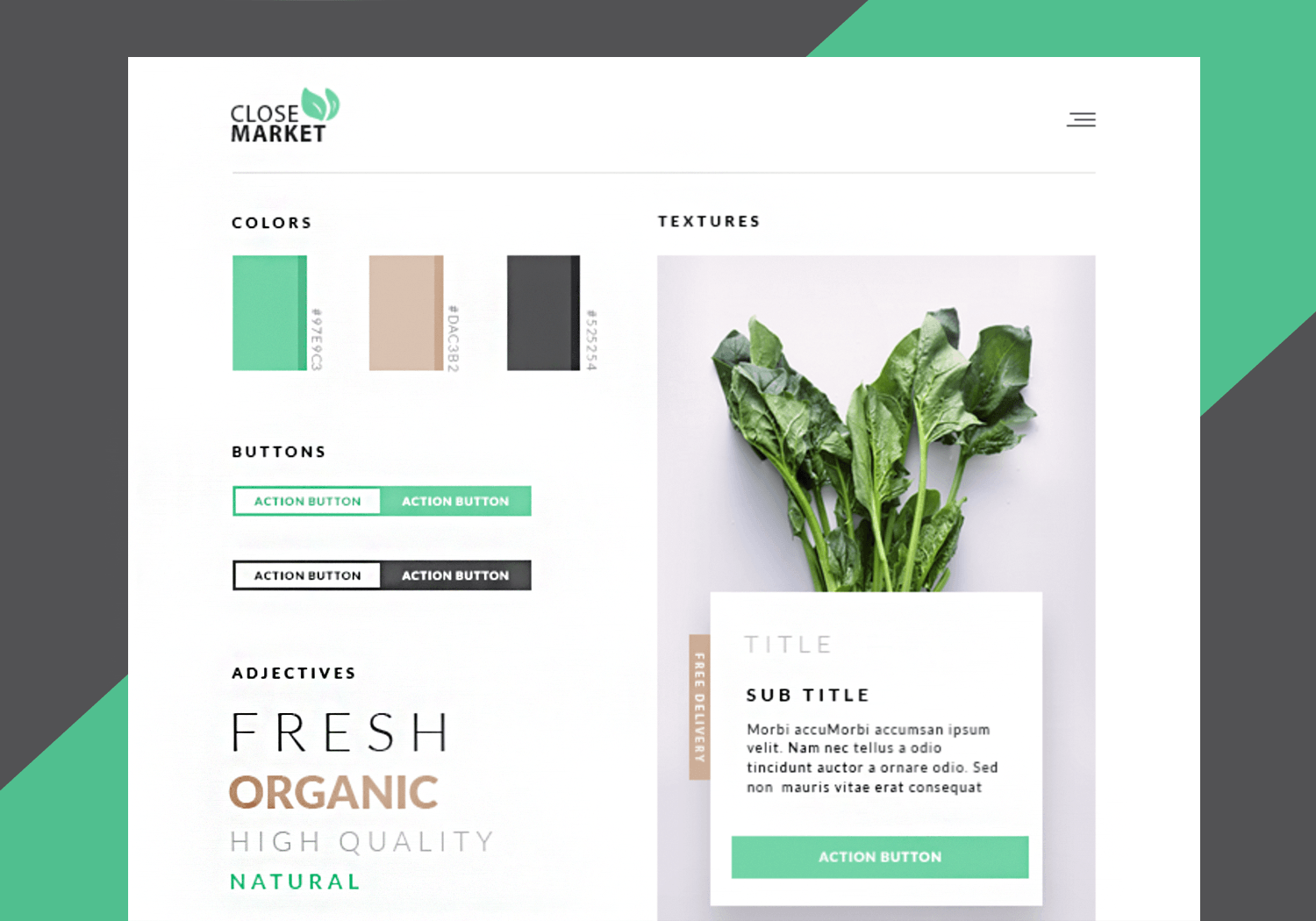 website mood board examples - organic market