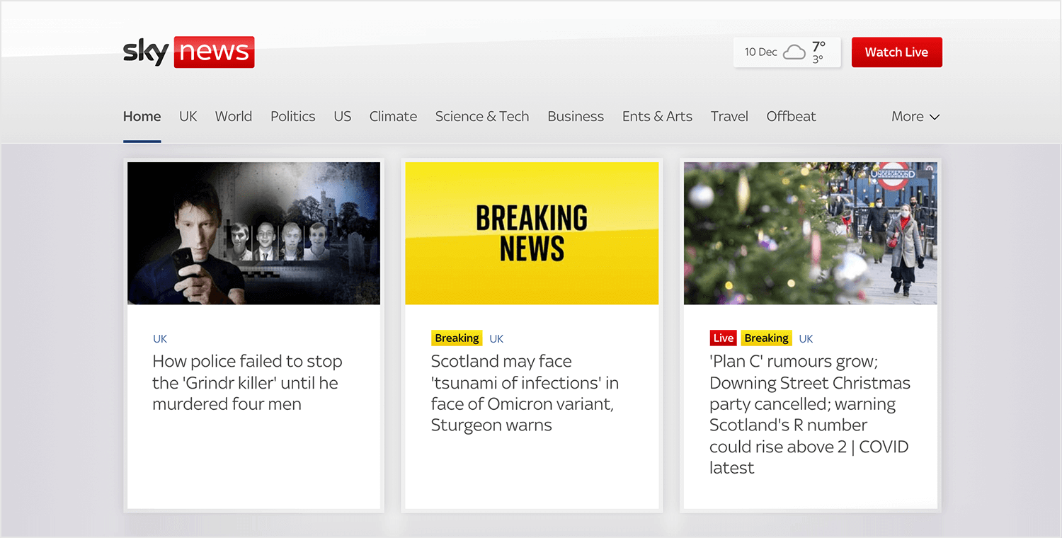 card-ui-design - Sky News: website