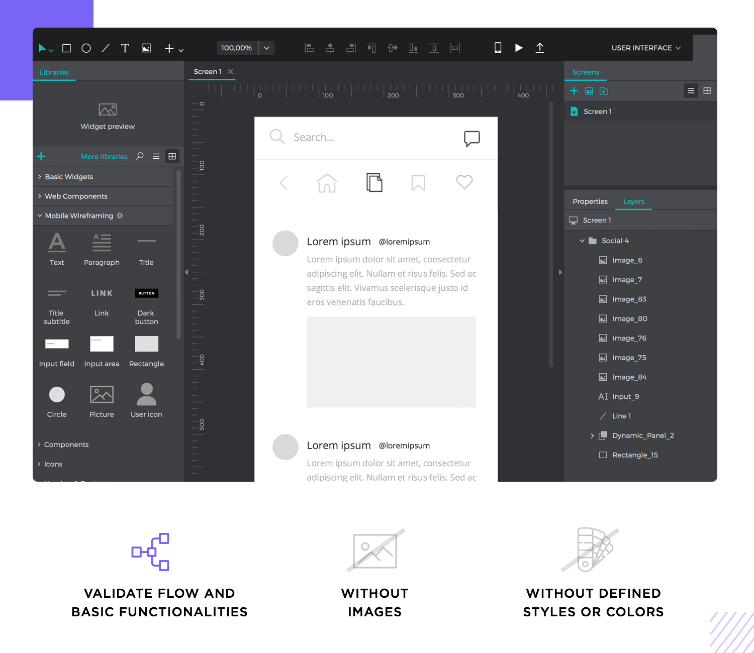 wireframes are always about functionality, not style