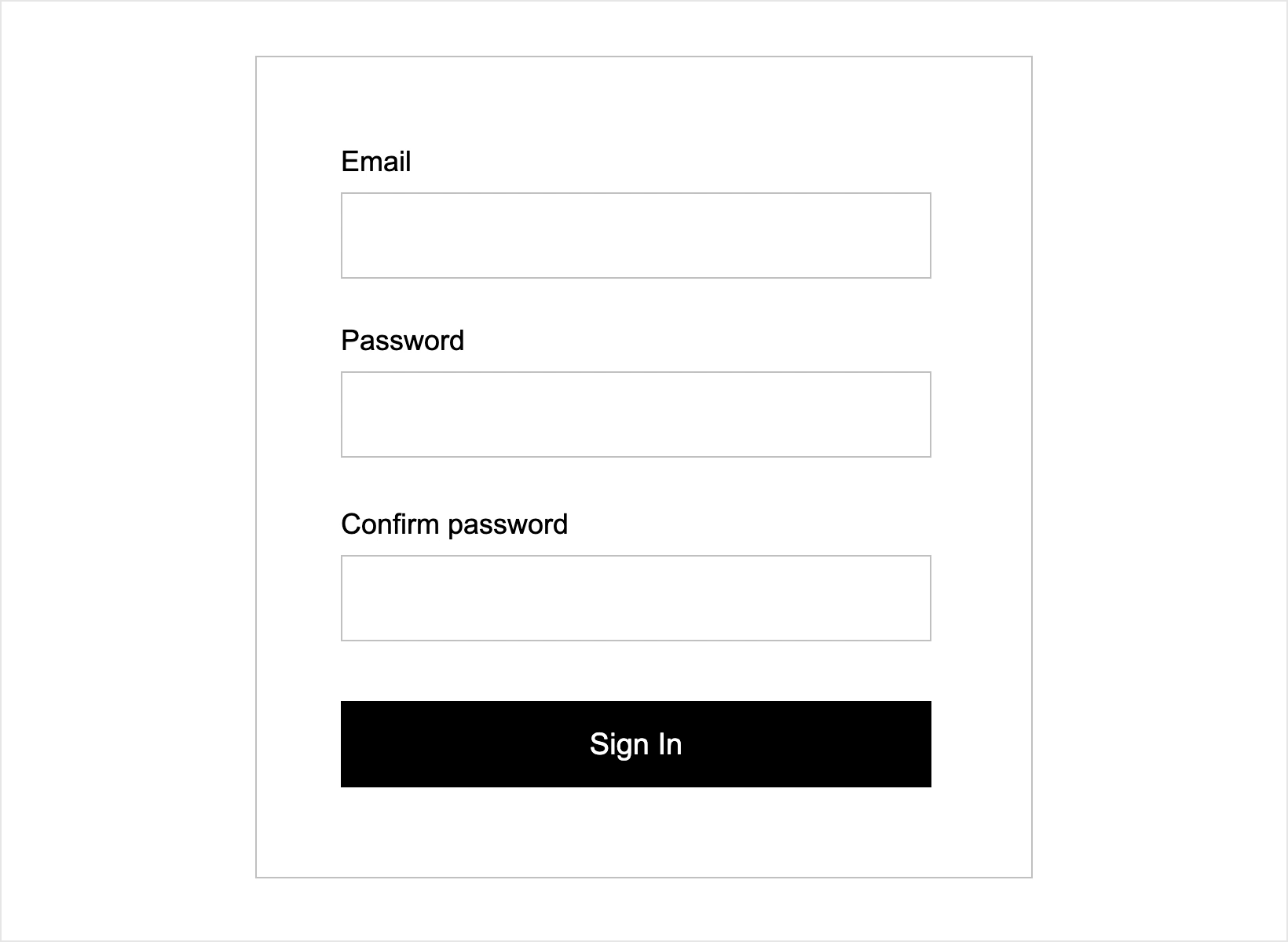 Interactive wireframes move between inputs