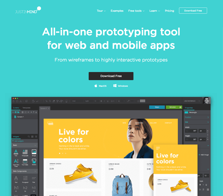 justinmind - interactive prototyping tool
