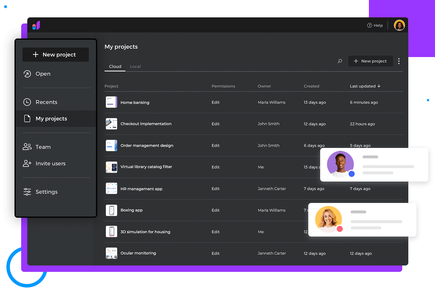 justinmind version 10 home dashboard