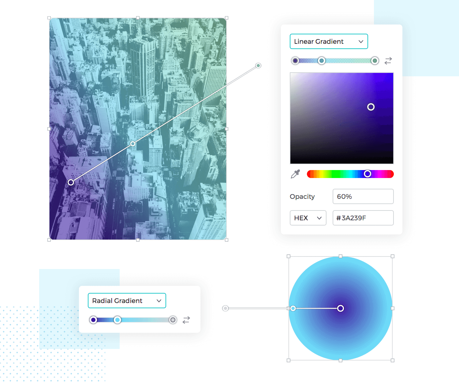 linear and radial graidents feature in justinmind