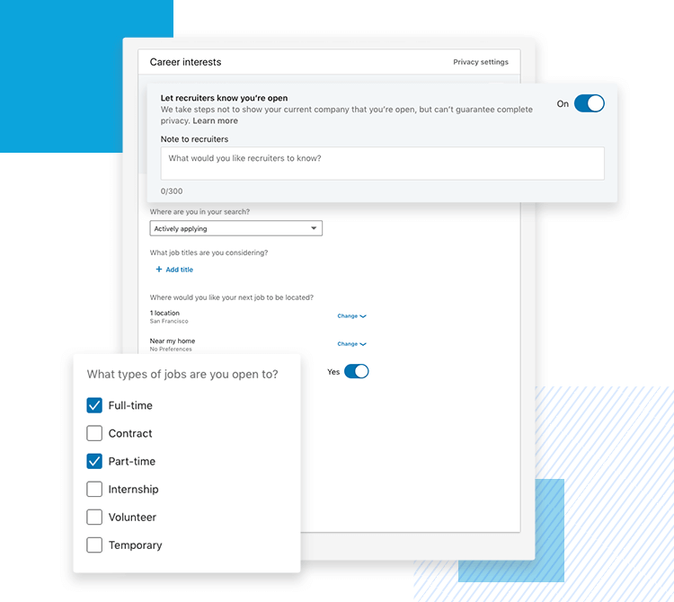 LinkedIn UX designer profiles - Career interests