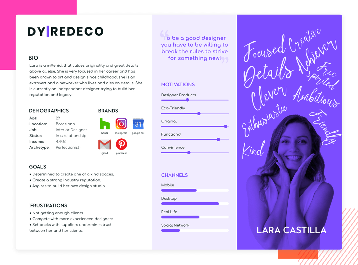 Millennial designer user persona example