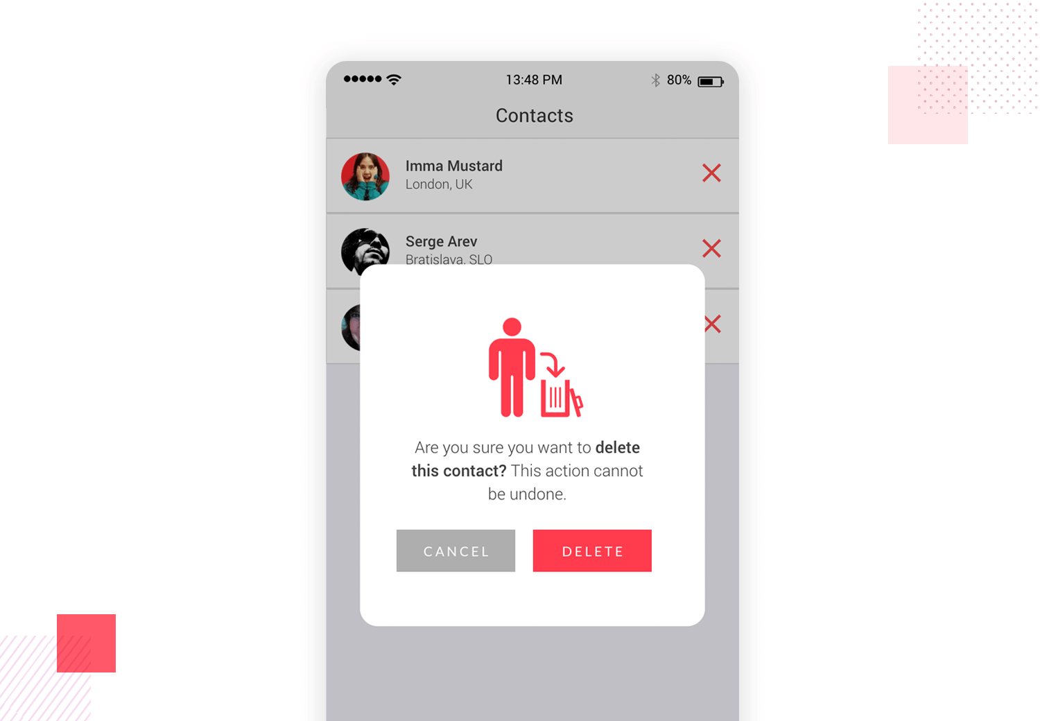 Confirmation pop-up mobile app mockup