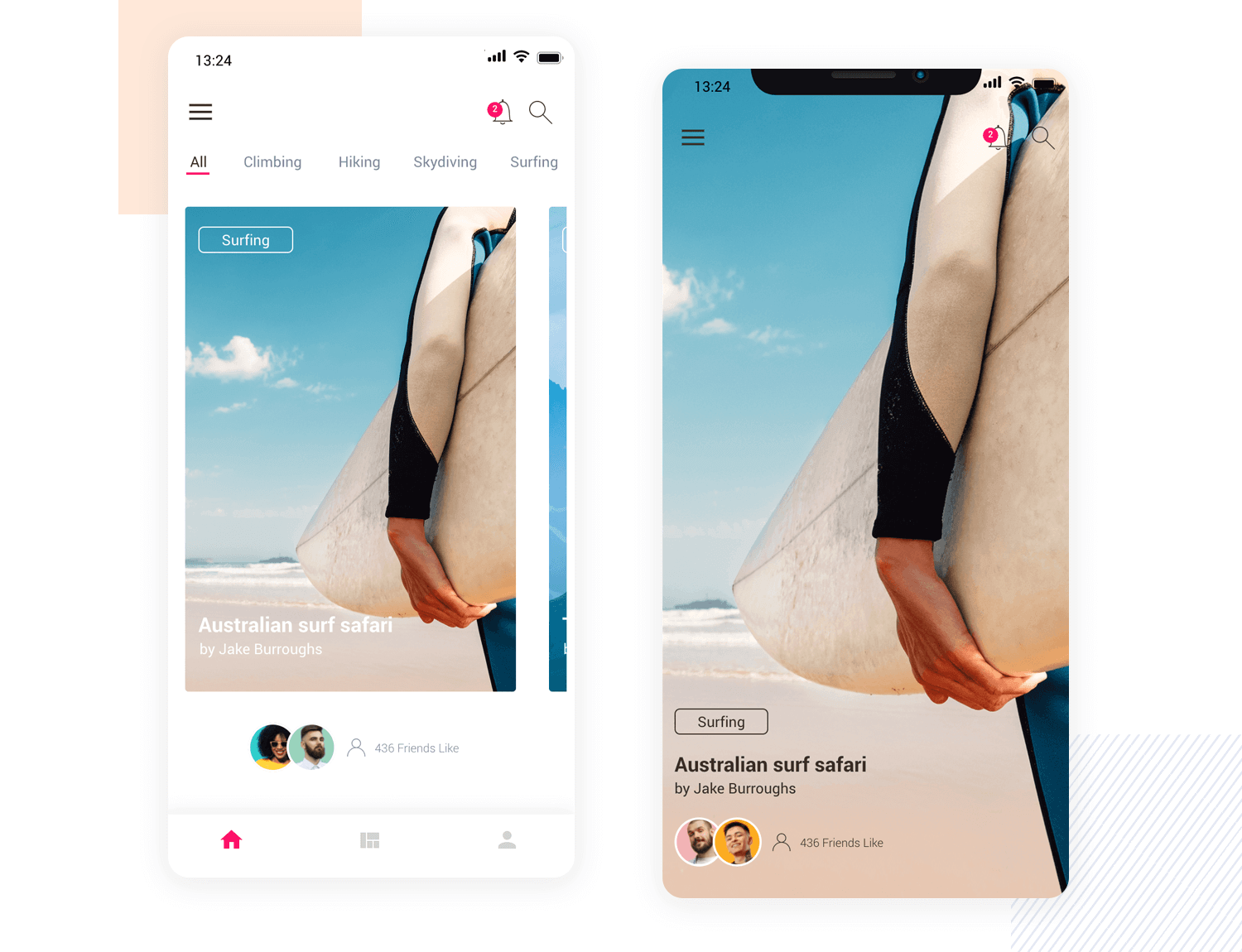 Travel Experiences mobile app mockup