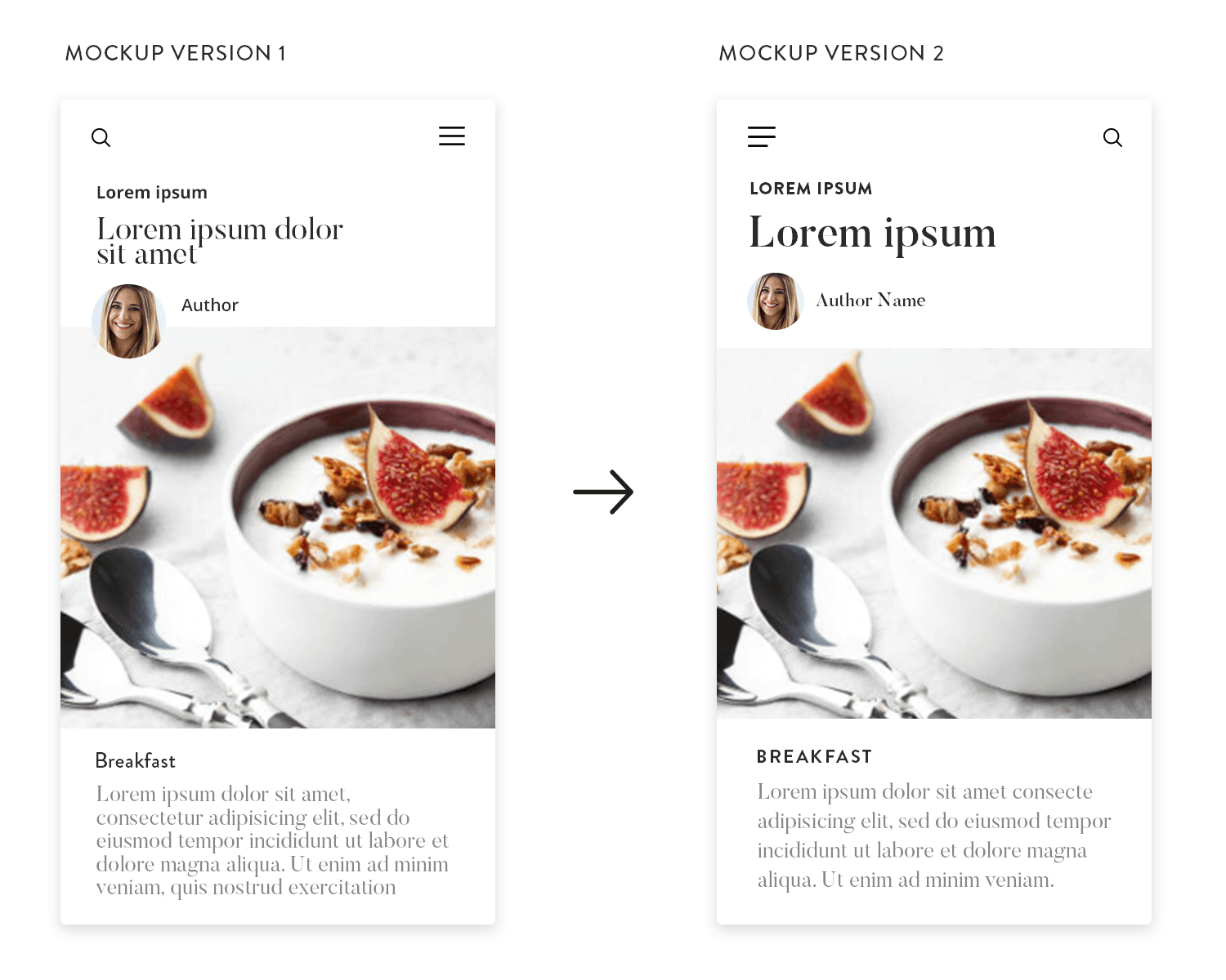 showing of evolution of mockup as time passes on design process