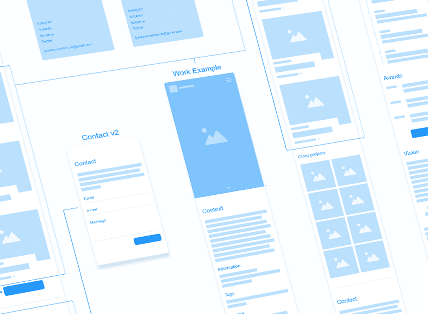 example of portfolio wireframe for mobile app