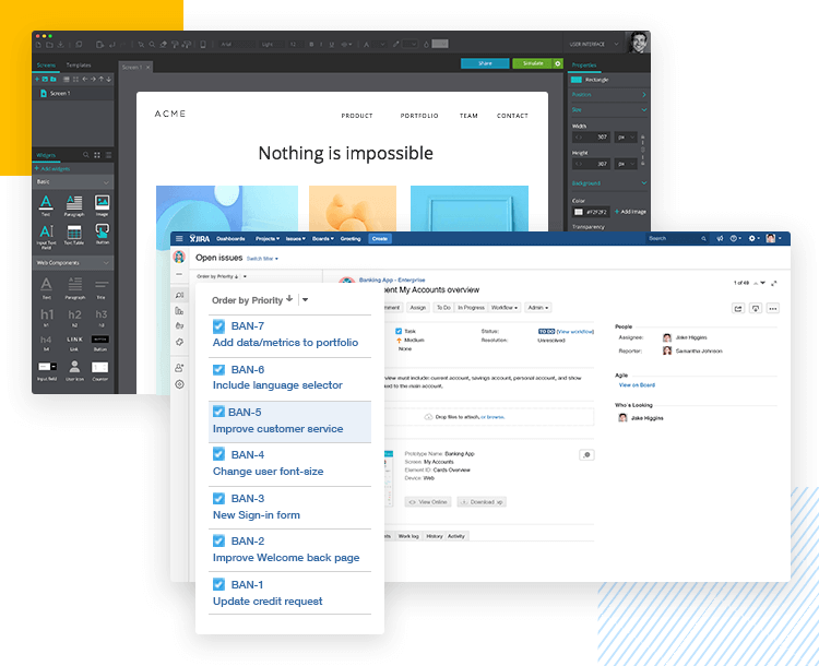 showing of prototyping tool working with agile management tool