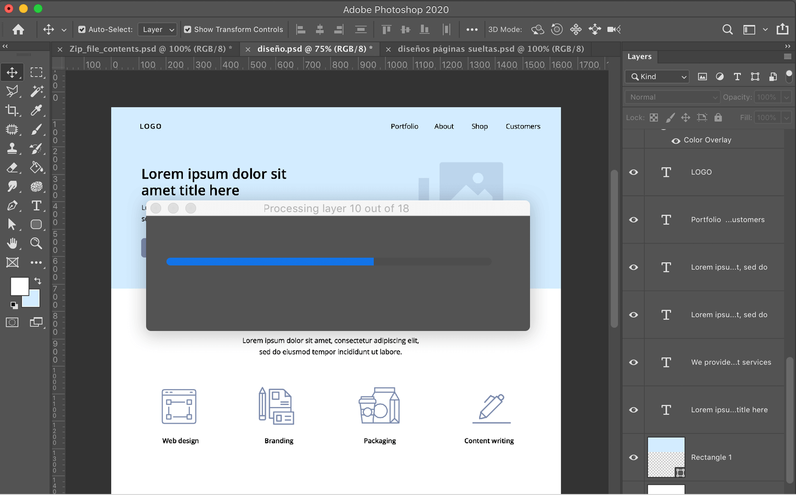 Export progress bar