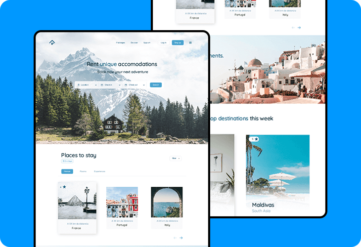 design template of travel accomodation website 