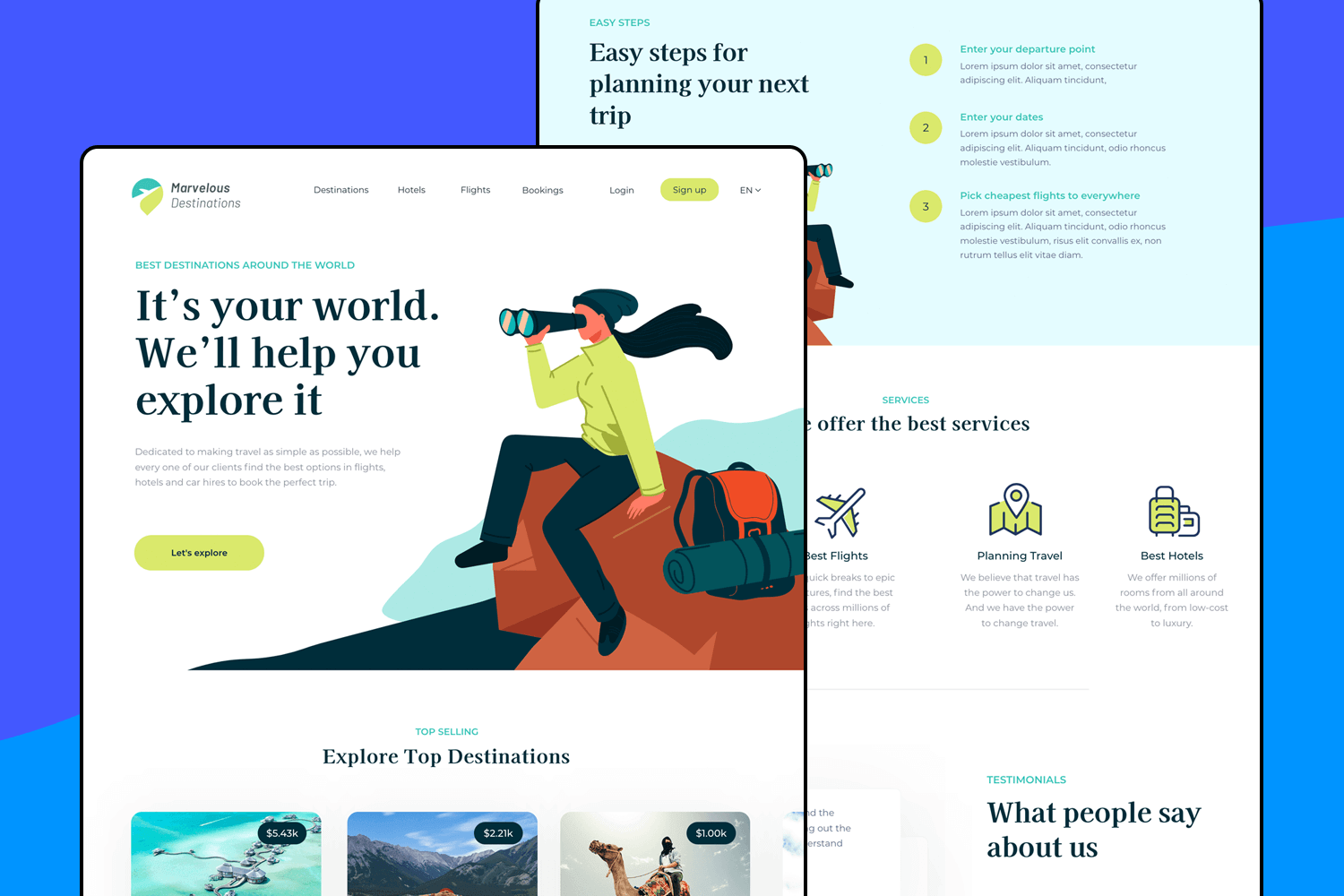 trip planning web app design template