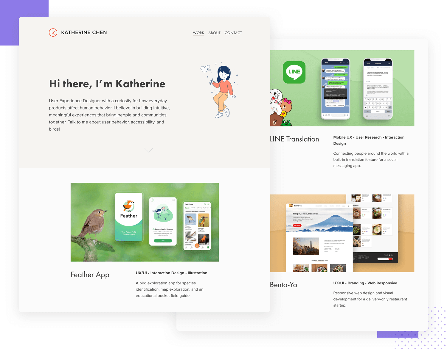 example of ux design portfolio by katherine