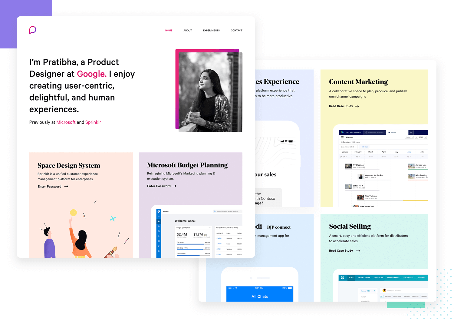 ux portfolio example with beautiful visual UI