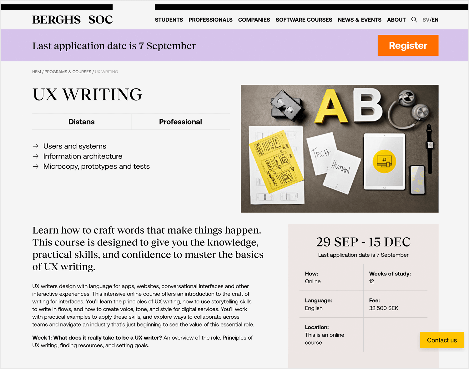 Berghs Soc UX Writing course