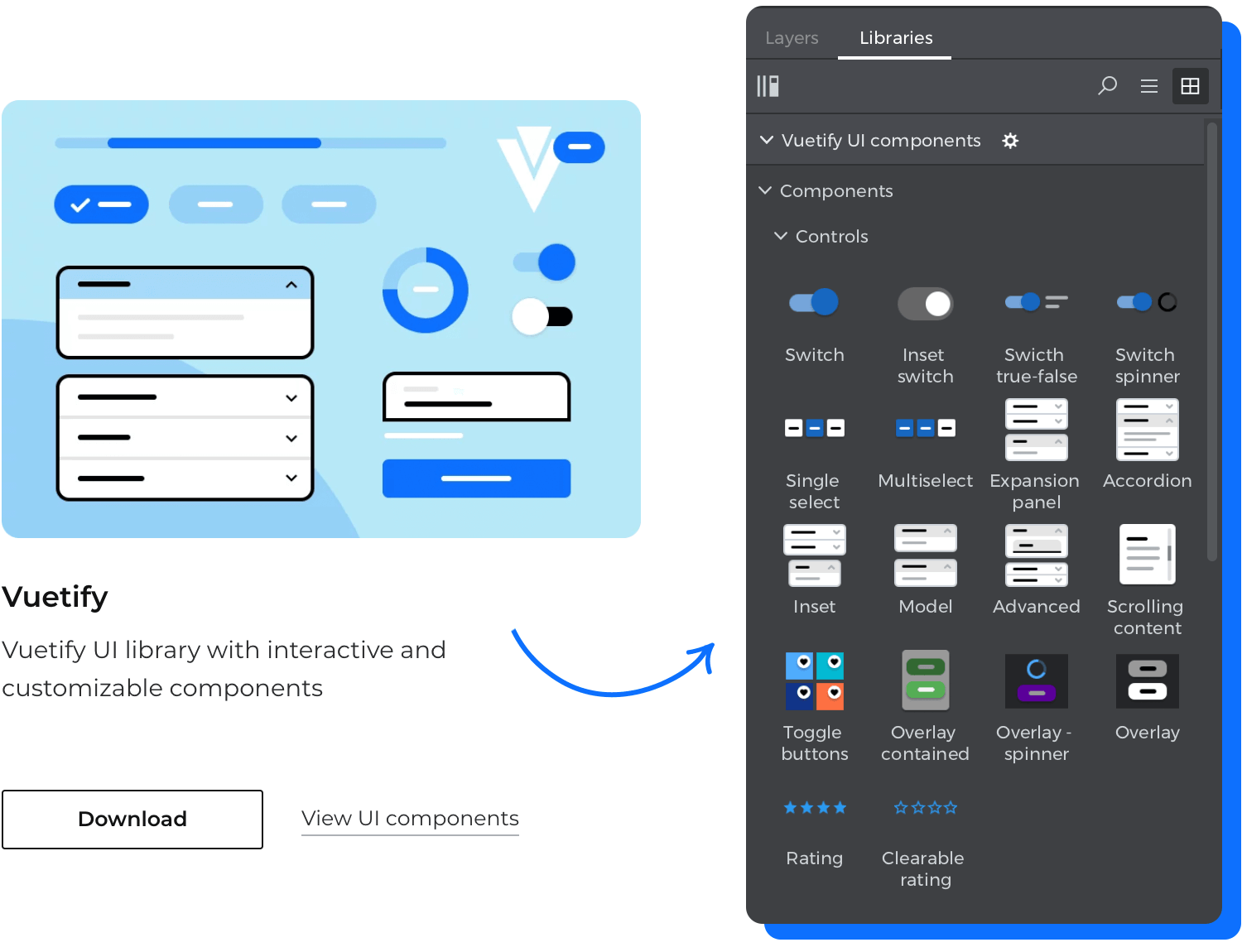 Download Justinmind's Vuetify UI component library