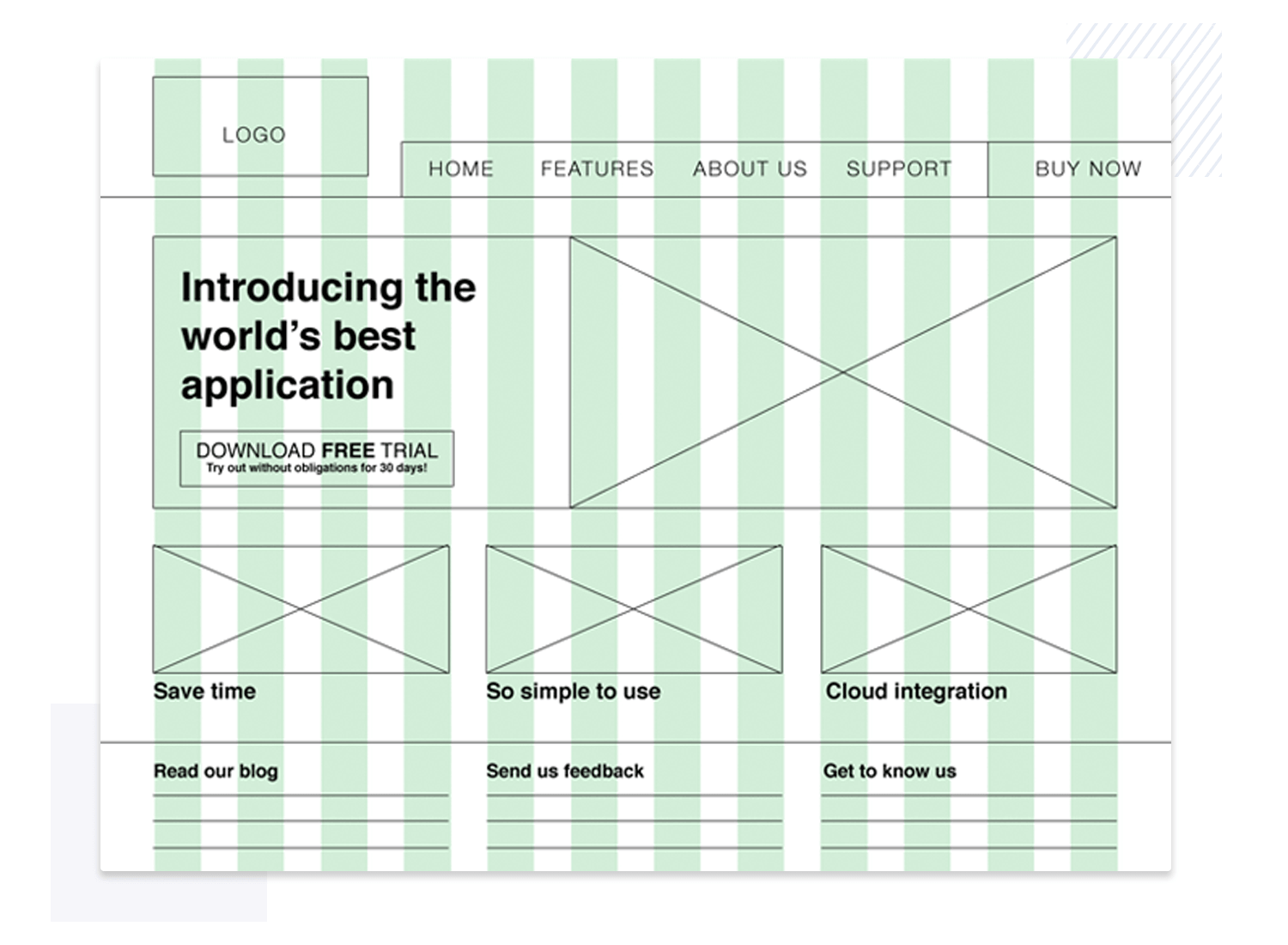 Showing of layout within wireframe design