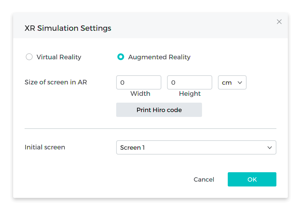 Augmented Reality Configuration in Justinmind